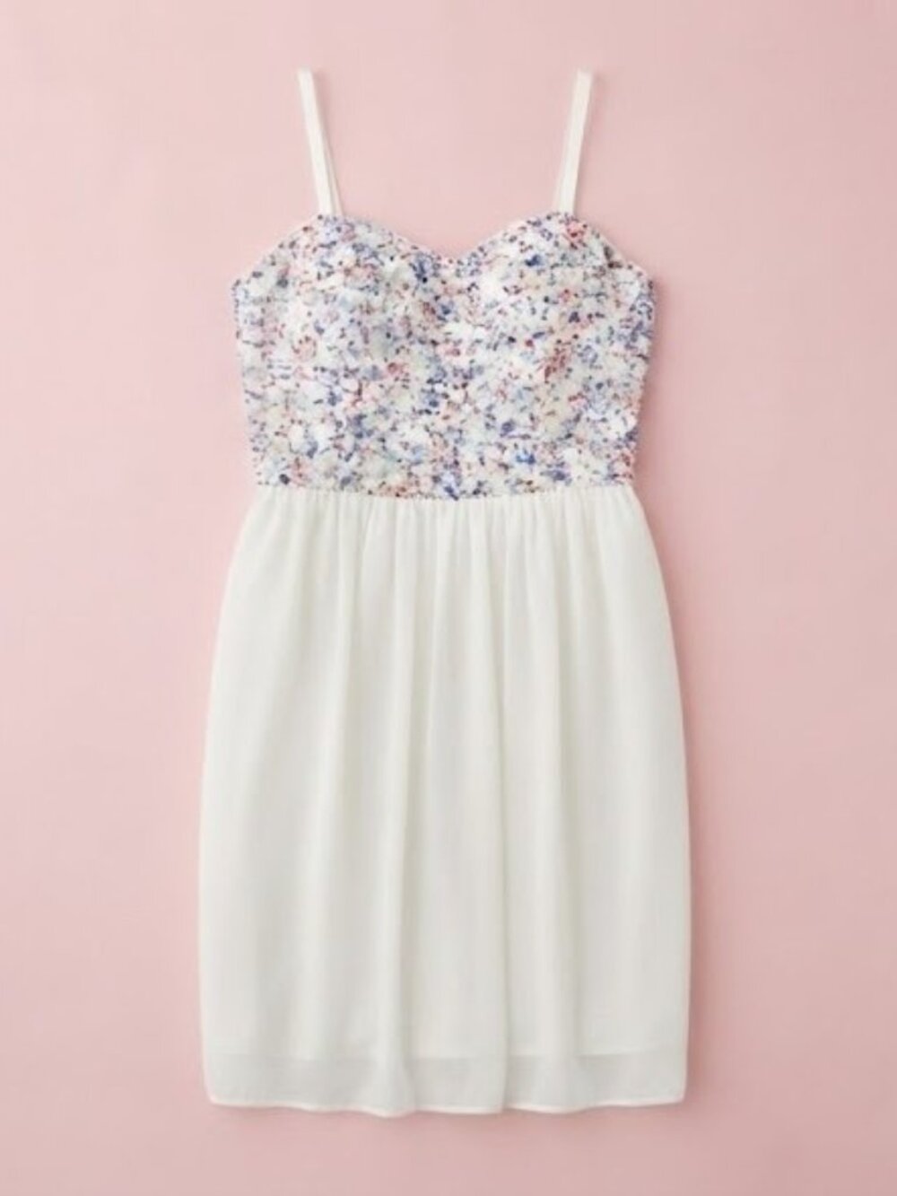 Guess White Sequins Bodice Mini Dress